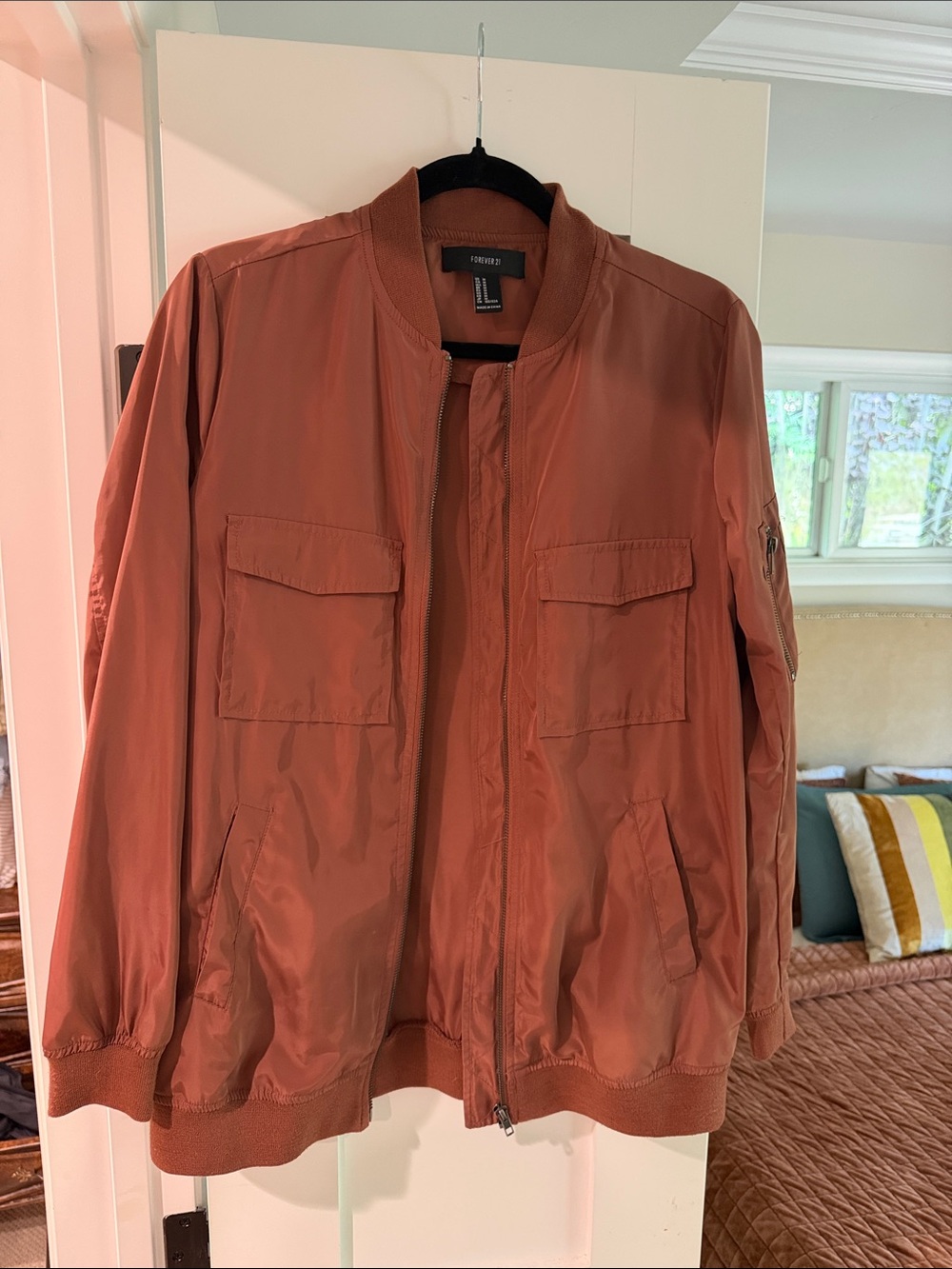 Forever 21 Men's Rust Orange Bomber Jacket